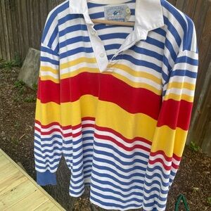Vintage Striped Men’s Rugby Shirt - Red, Yellow, Blue
